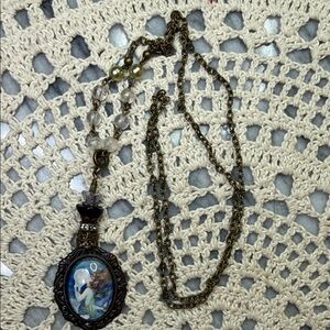 Vintage Style mermaid Pendant & glass beaded Necklace
